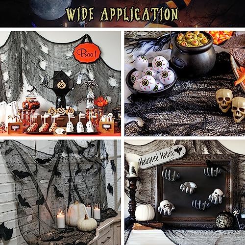 Legigo 16 Pack Halloween Creepy Cloths, Black Fabric Yard Decorations