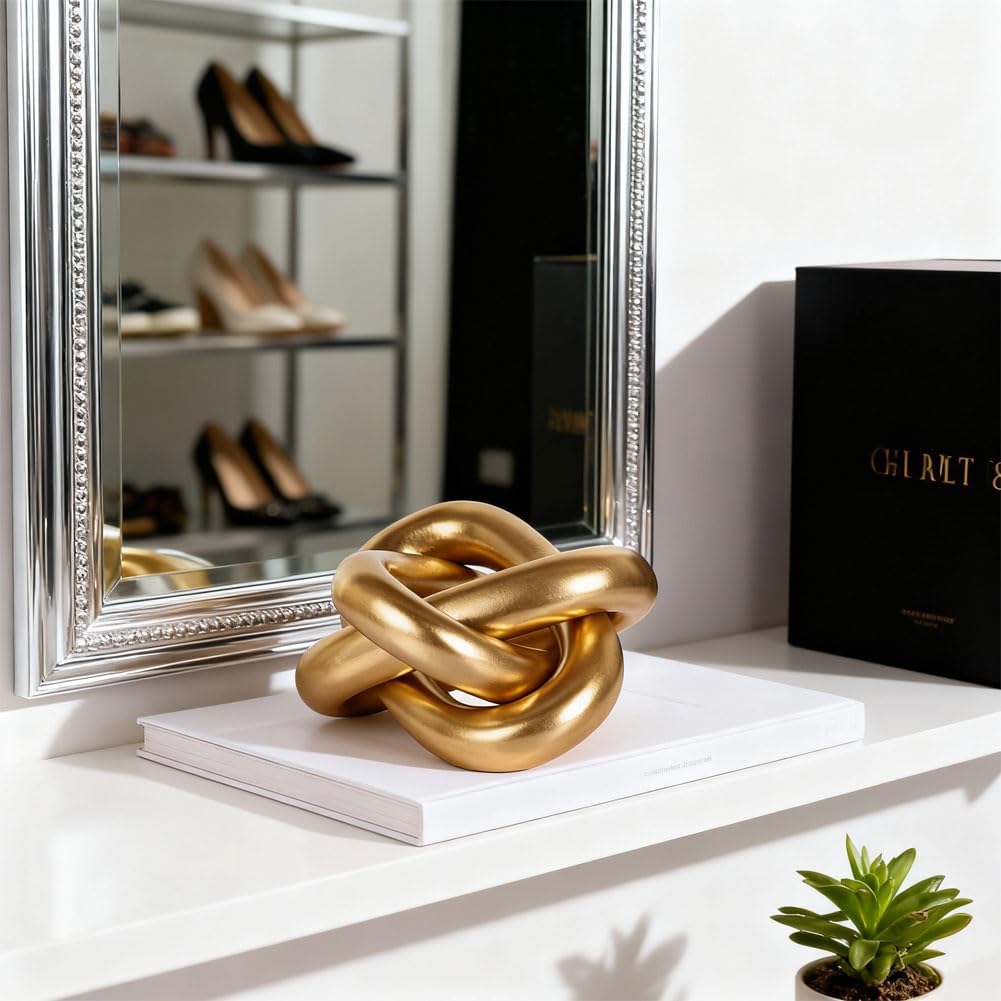 Gold Coffee Table Decor Modern Shelf / Gold Knot - A