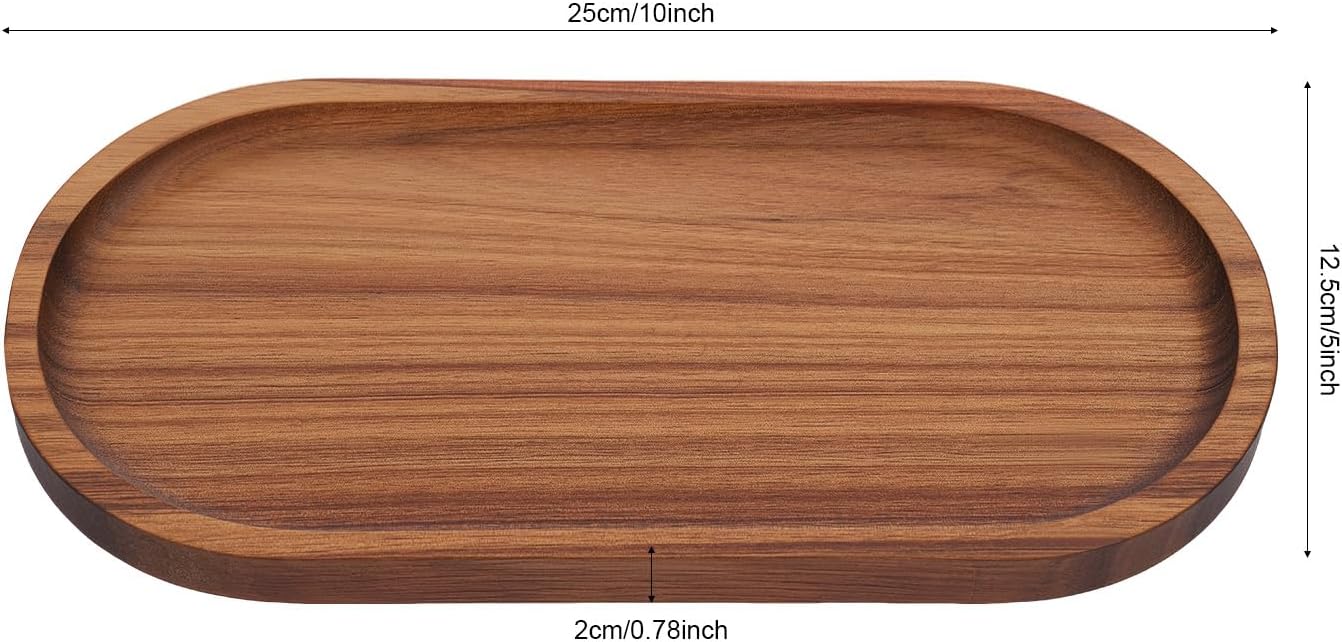 Oval Wood Tray 10 * 5 * Wooden Serving Trays Rustic Decorative Storage Tray / 0.78 Inch / Set of 12