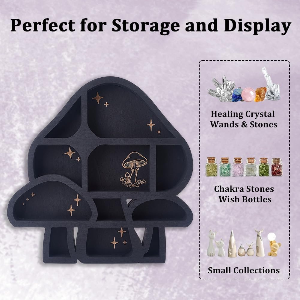 Wooden Shelves Oils Trinkets Gemstone / Mushroom / 11.8 x 11.8