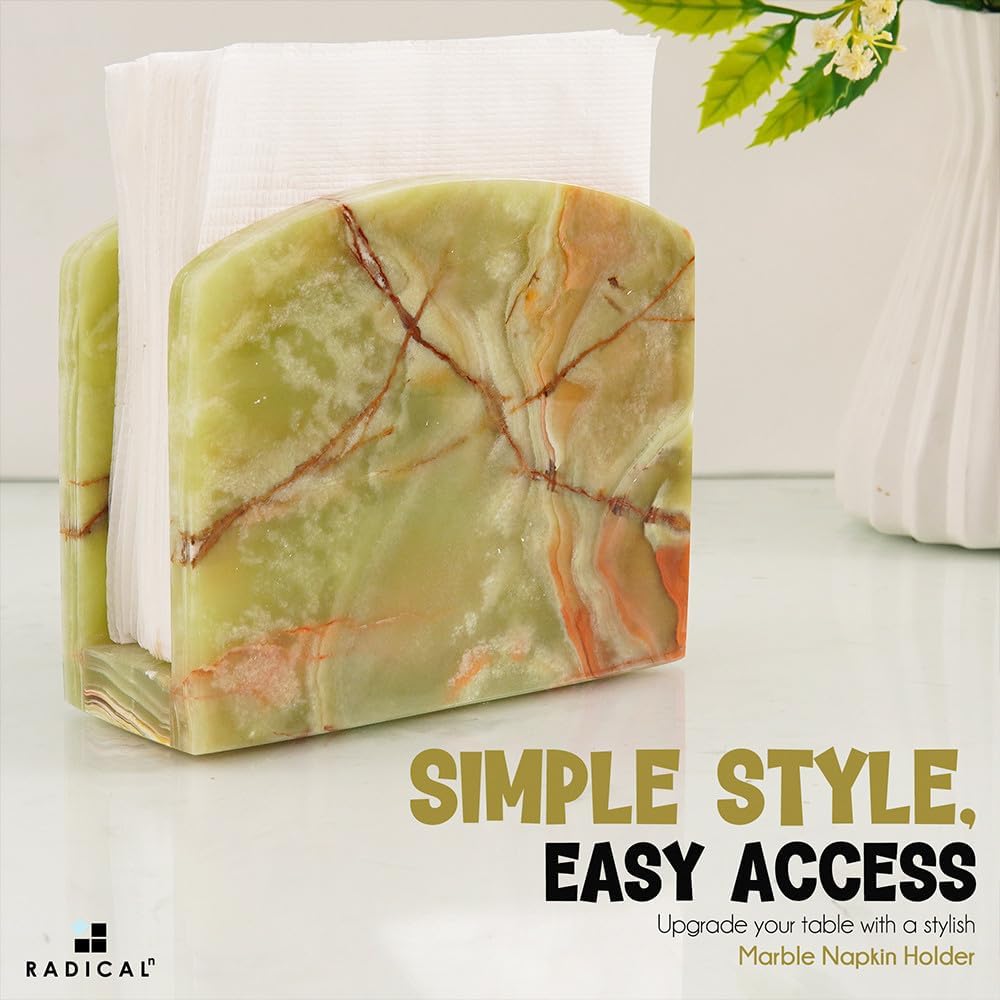 Marble Napkin Holder 5.5" Onyx Handmade Simple Modern Home & Kitchen Napkins Paper Holder / Green