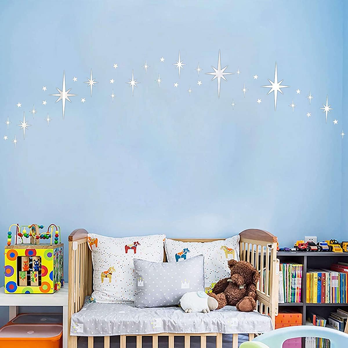 Retro Starburst Mirror Wall Decals 3D Acrylic Sparkle Wall Decors Star Walls / Sliver / Silver