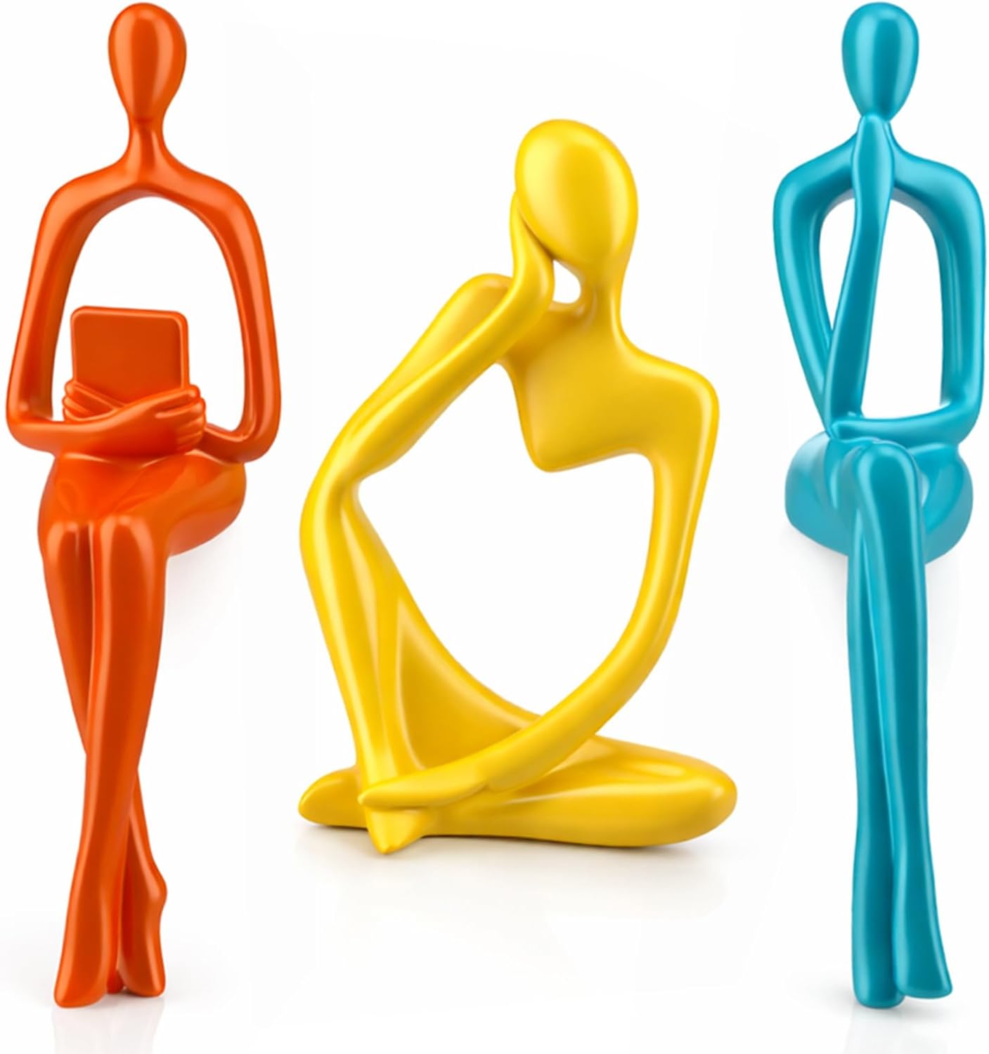 Mid Century Modern Decor Statues Bookshelf Decor Sculptures Abstract Art / Thinker / Set of 3