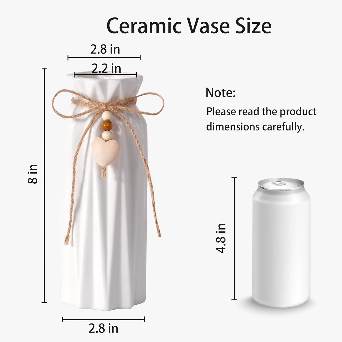 Elegant Ceramic Vase / Diamond / 8 Inch