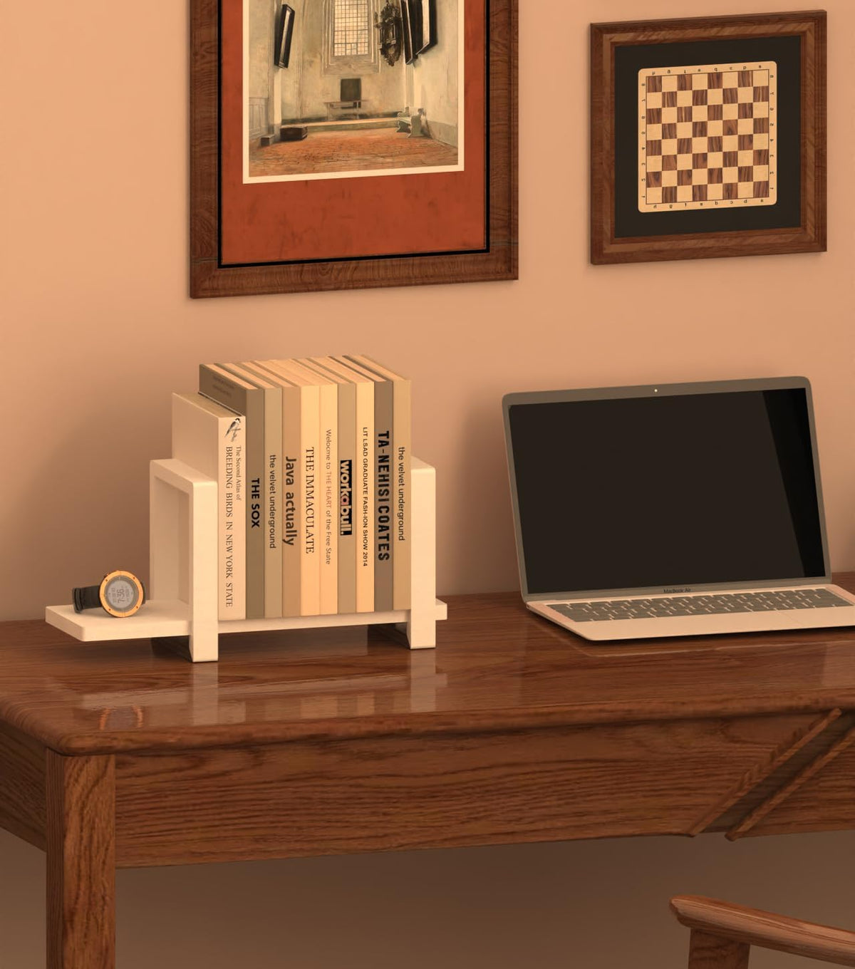 100% Solid Wood Adjustable Desktop Bookshelf, Retro Tabletop Bookshelf, Desk Shelf for Living Room, Home, Office