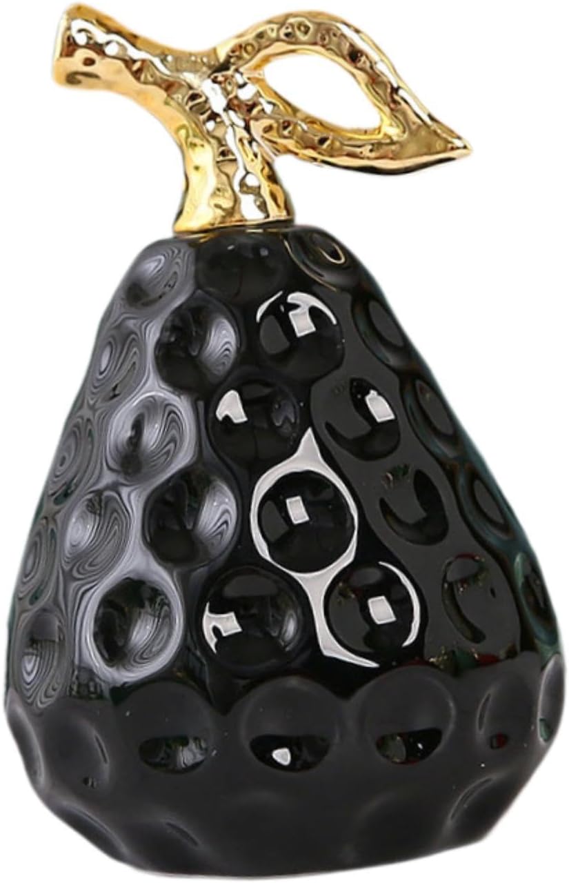 Pear Statue Modern Art Crafts Ceramic Figure Fruit Sculpture / Black