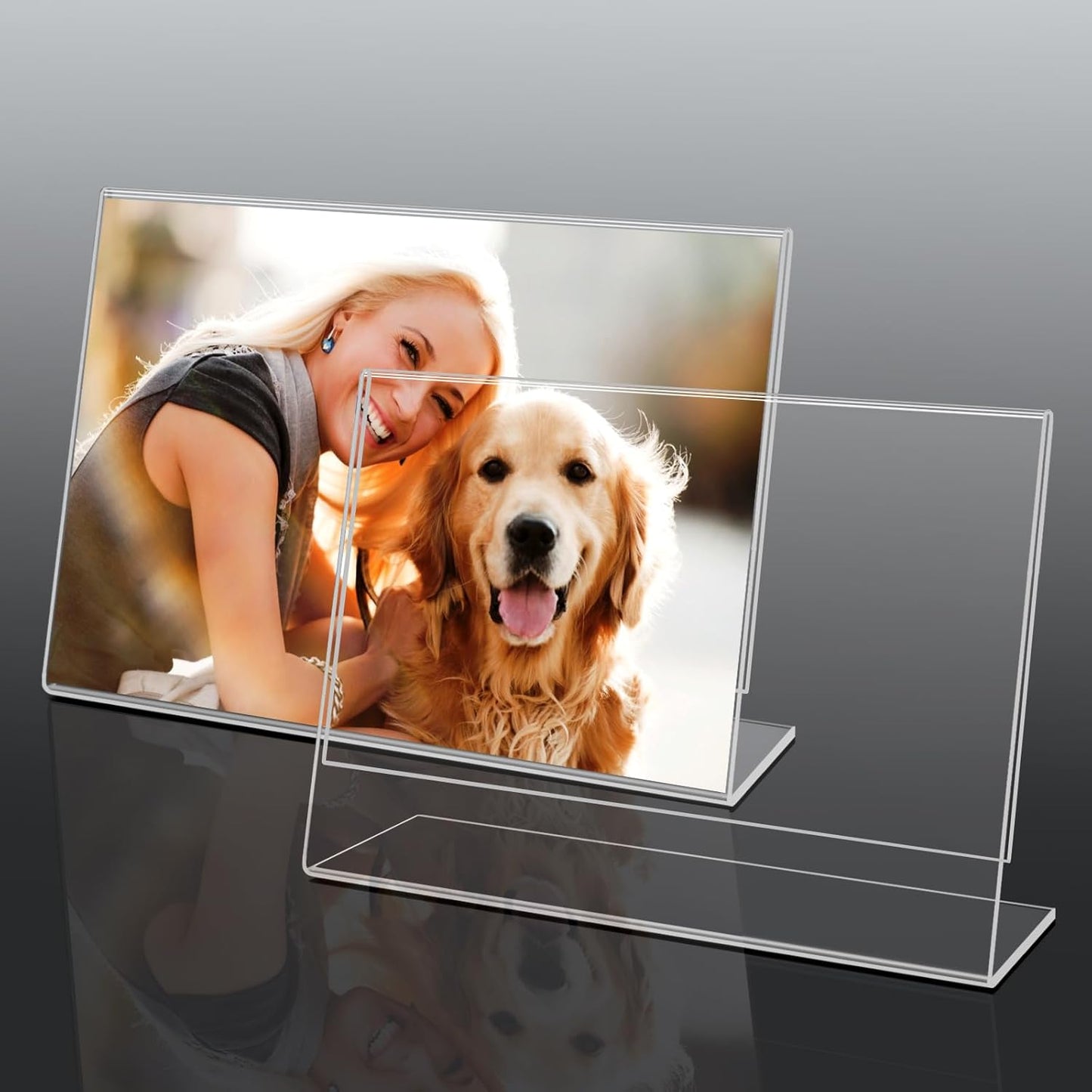 Acrylic Self Standing Picture Frames / Clear / 7 x 5 / Set of 6