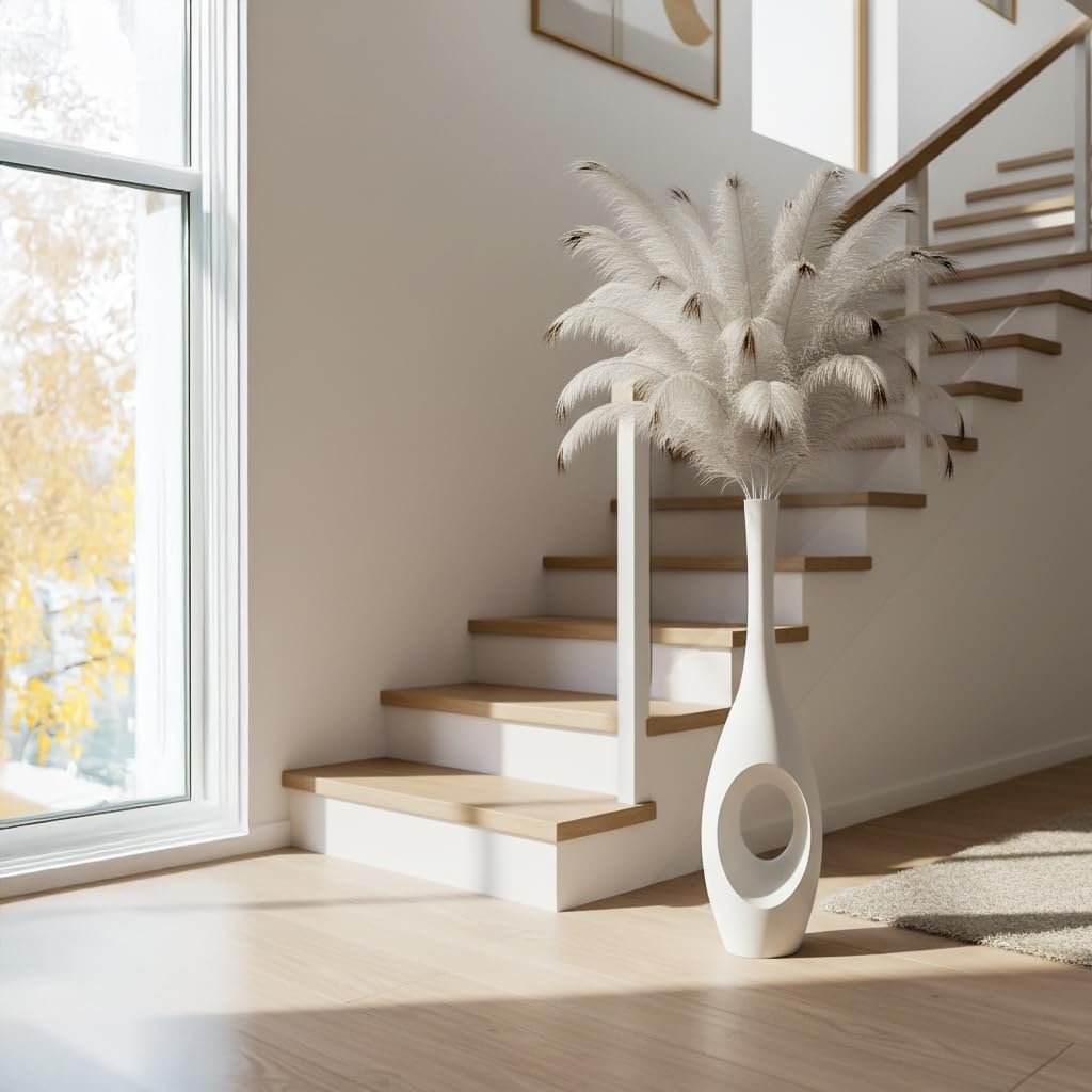 Modern Tall Decorative Vases / White / 23.6in