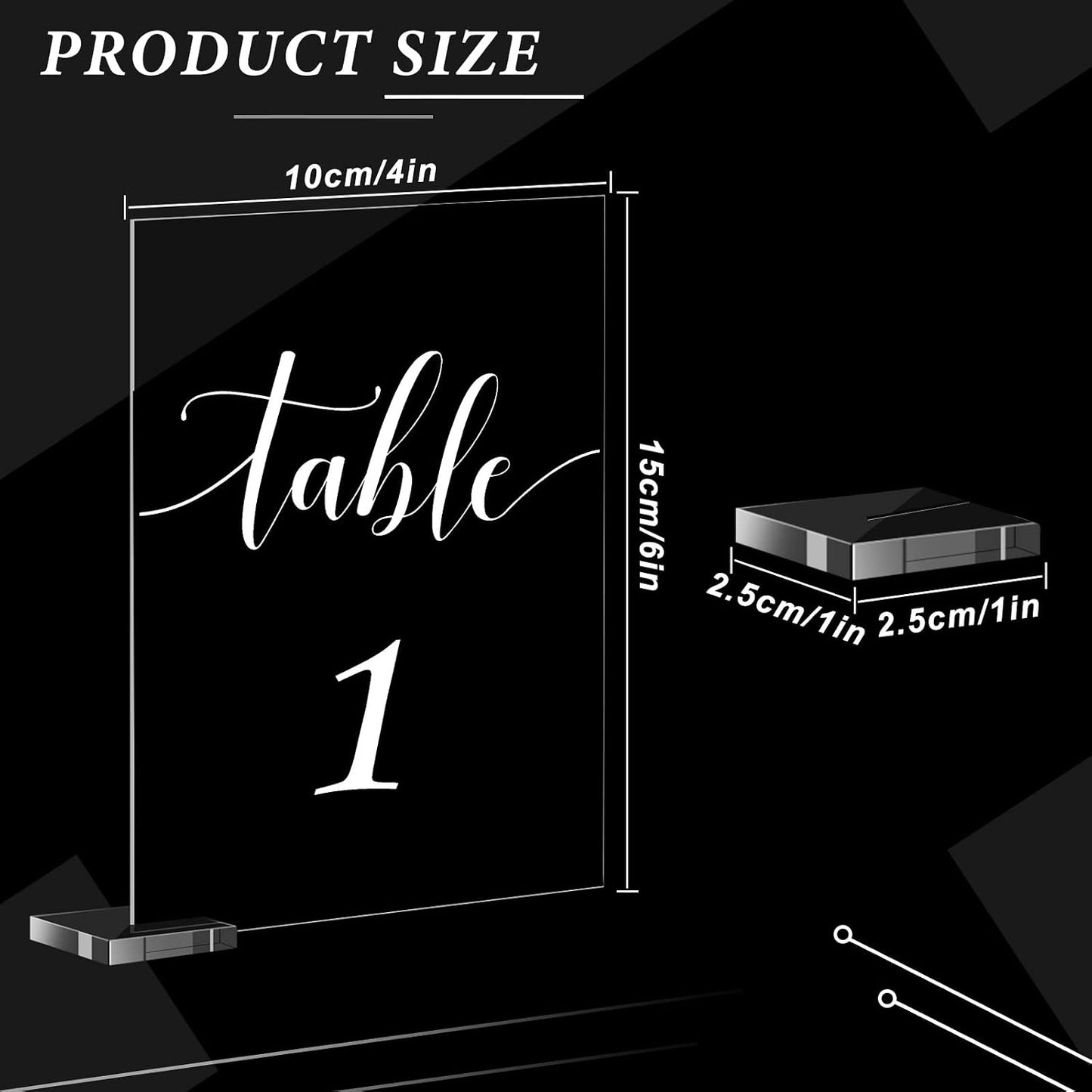 30 Pieces Acrylic Table Numbers 1-30 for Wedding Reception Clear Table Number Signs 1-30 with Stand Hexagonal Rectangle