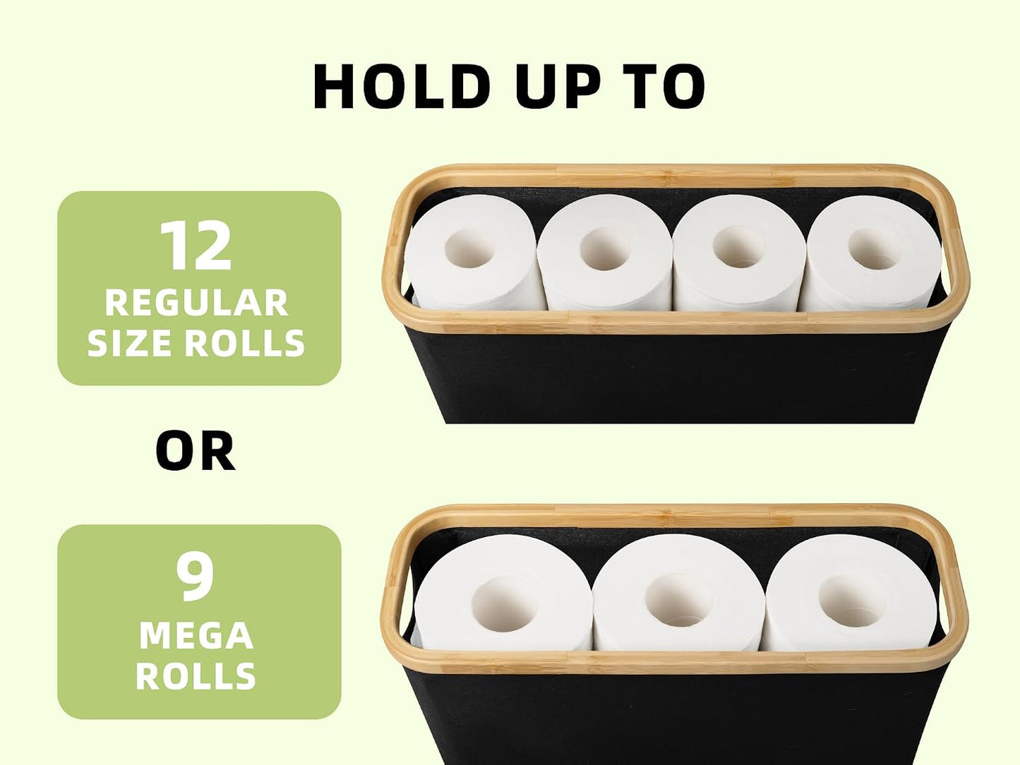 StorageWorks Toilet Paper Storage Basket, Papers Container with Bamboo Lid, Medium Toilets Holder for Up to 9 Mega