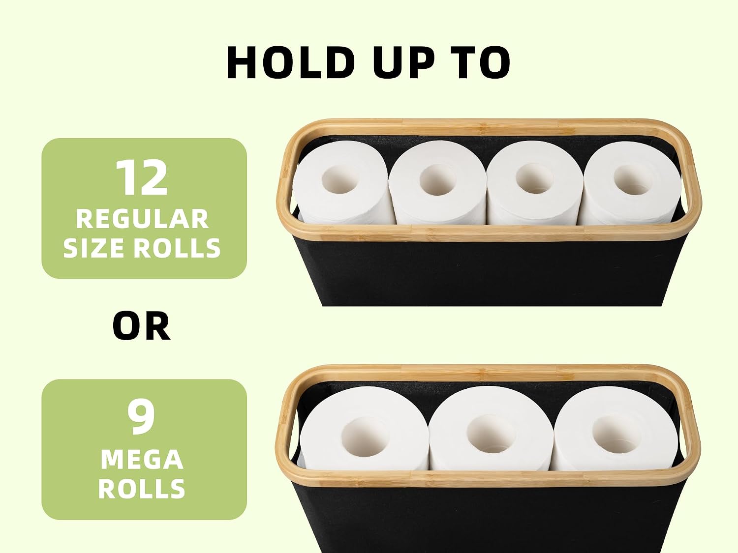 StorageWorks Toilet Paper Storage Basket, Papers Container with Bamboo Lid, Medium Toilets Holder for Up to 9 Mega