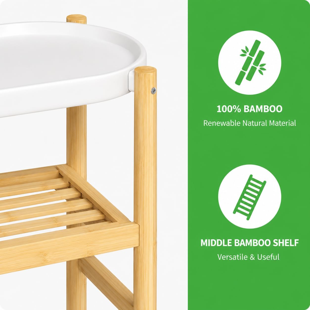 2 Tier Plant Stand Indoor, Tall Bamboo Corner Shelf for Multiple Plants | Narrow 2-Tier Display, Easy-Clean