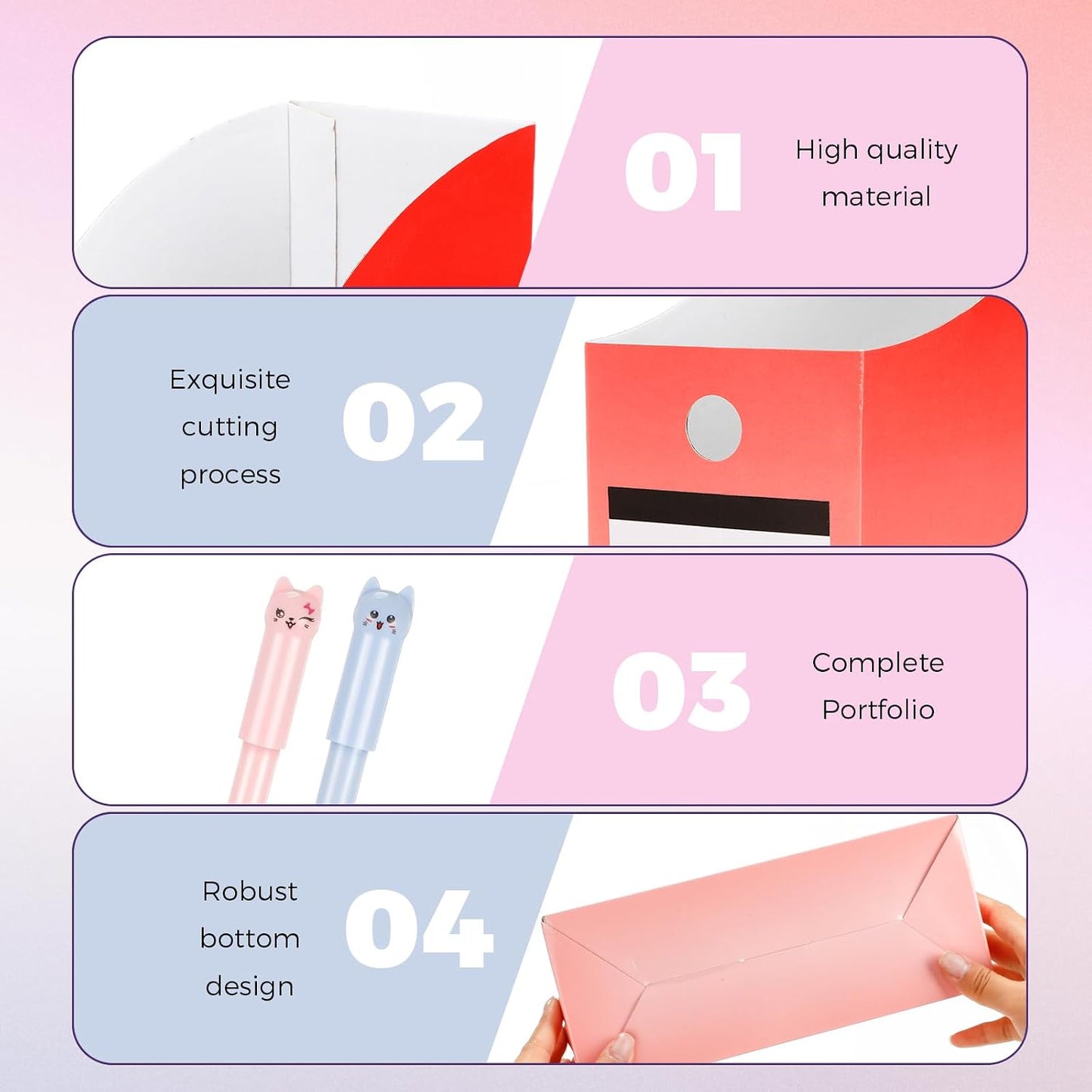 32 Pcs Magazine File Holder Set Including Colored Foldable Desk File Holder Organizer White Label Stickers Cat Pen