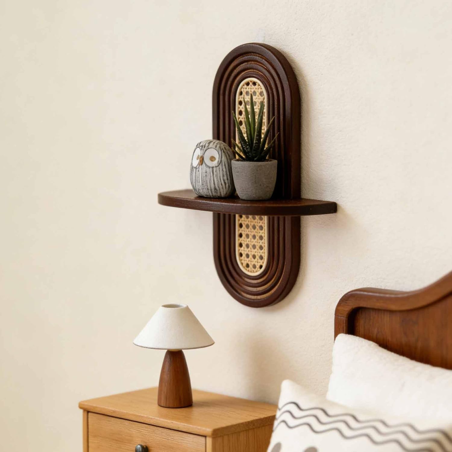 1pc Mid-Century Modern Wall Shelf / Walnut