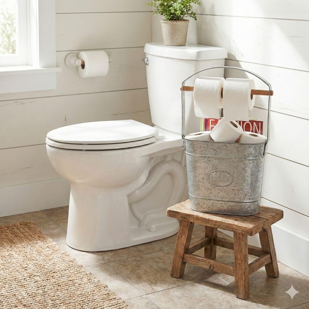 Autumn Alley Farmhouse Toilet Paper Holder - Free Standing With Reserve Storage for Mega Rolls, Magazines - Bathroom