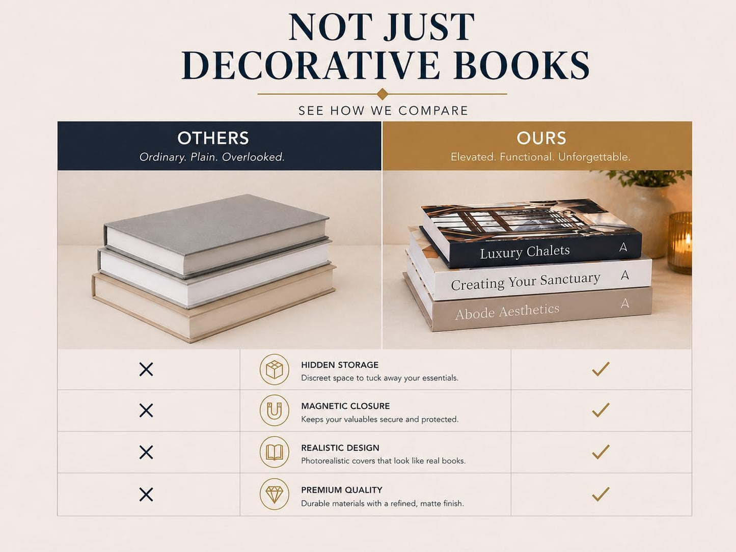 Faux Book Storage Boxes / Large - Hidden Storage / Set of 3