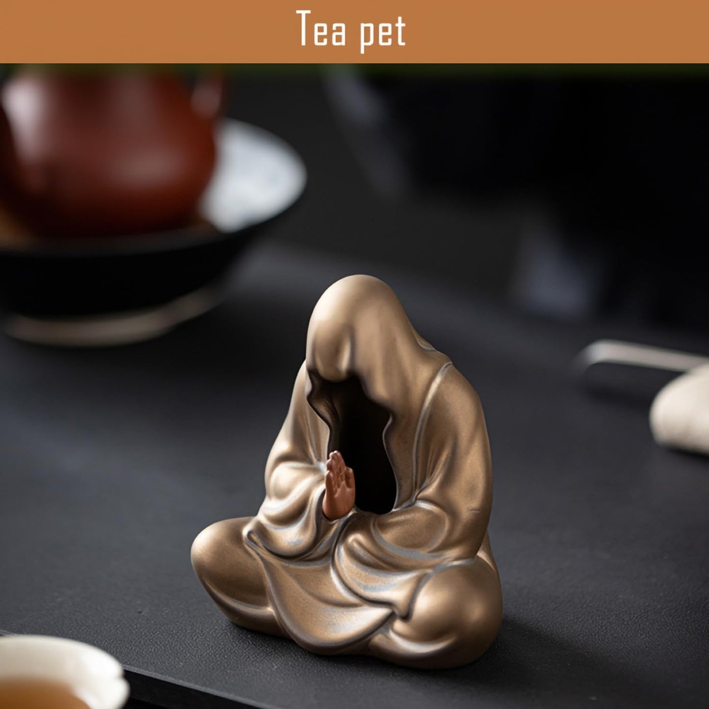 Faceless Buddha Statue Small Ceramic Buddha Figurine for Zen Meditation / Bronze