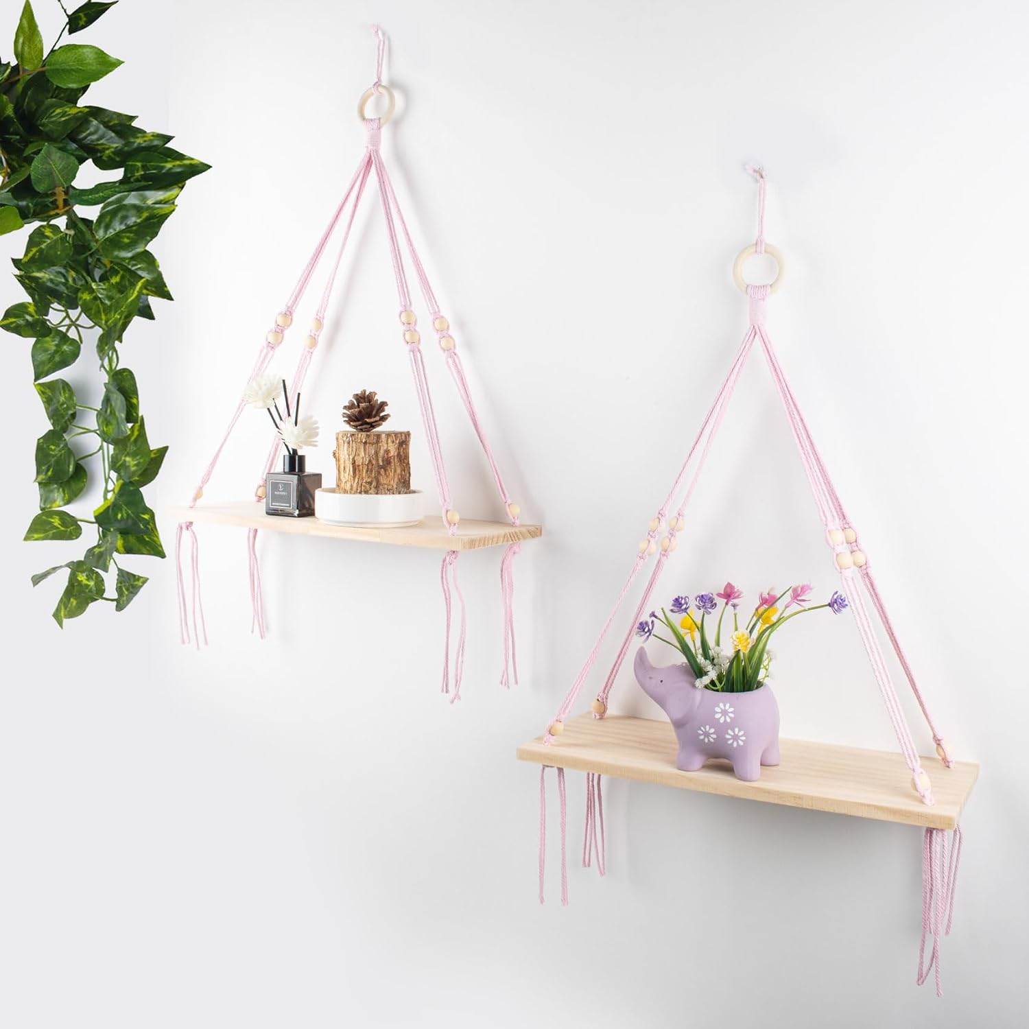 Bohemian Display Floating Shelves / Pink / Set of 2