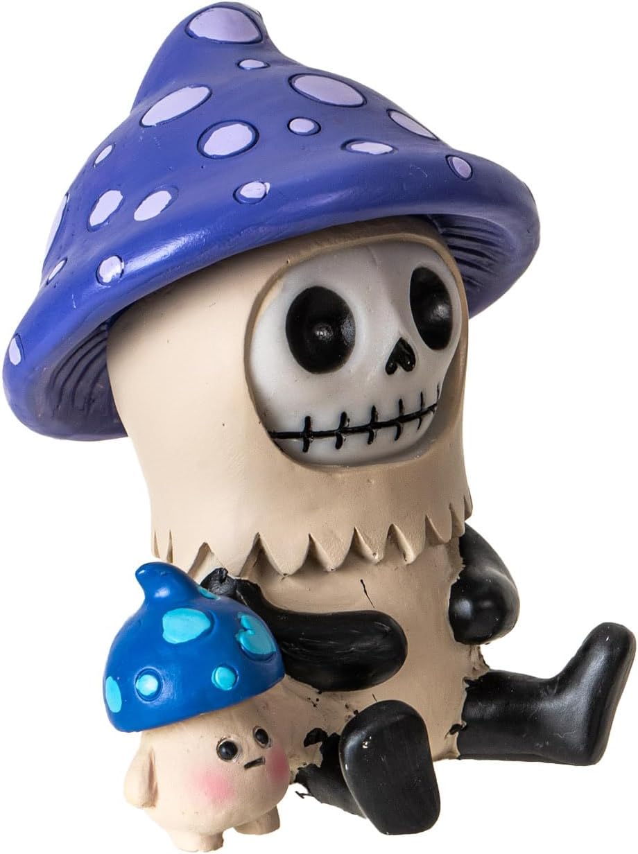 Purple Kinoko Furrybones Collectible Figurine Skeleton in Mushroom Costume / Purple/blue/white/black
