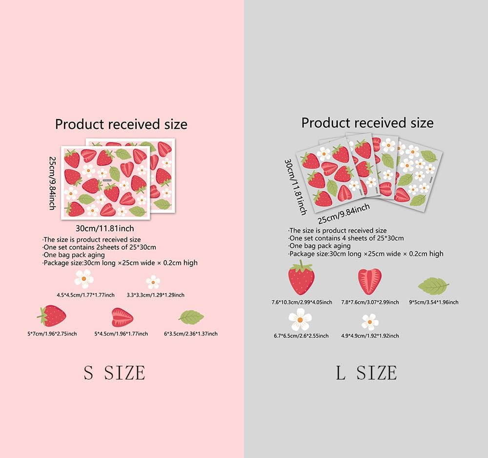 Strawberry and Flower Stickers / L / White
