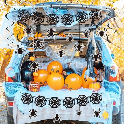 18PCS Halloween Black Spider Web Decorations