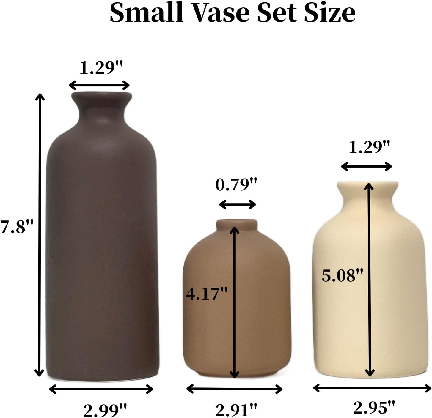Small Ceramic Vase / Brown / Set of 3
