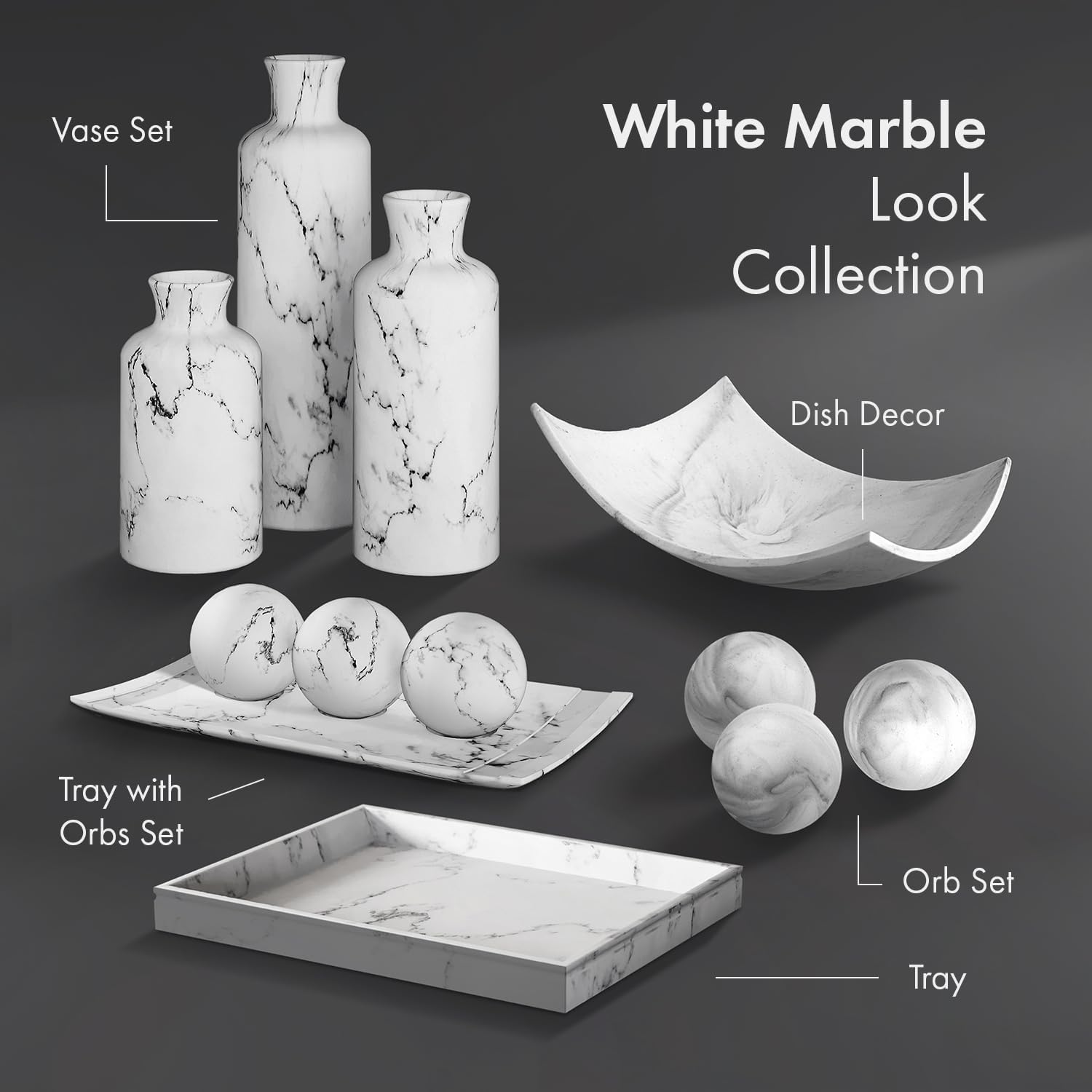 Decor Tray / Coffee Table Tray Decor / White Marble Look