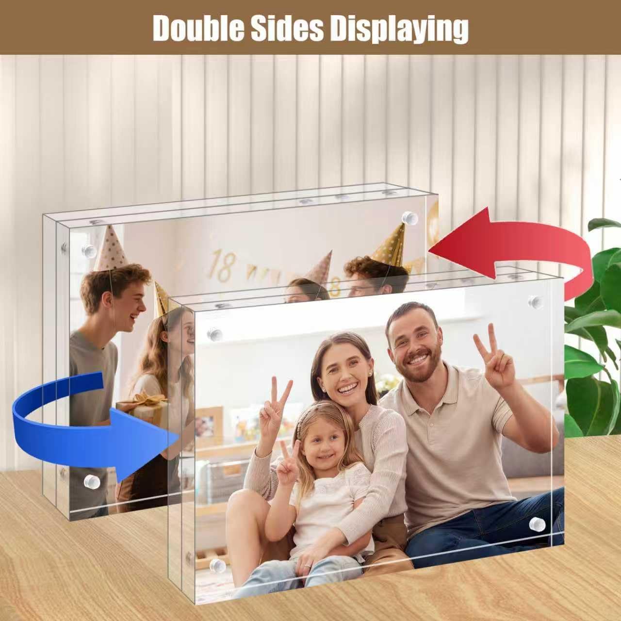 Egofine 8x10 Acrylic Frame, 20mm Thicker Frameless Clear Picture Frame, Double Sided Magnetic Picture Frame, Free