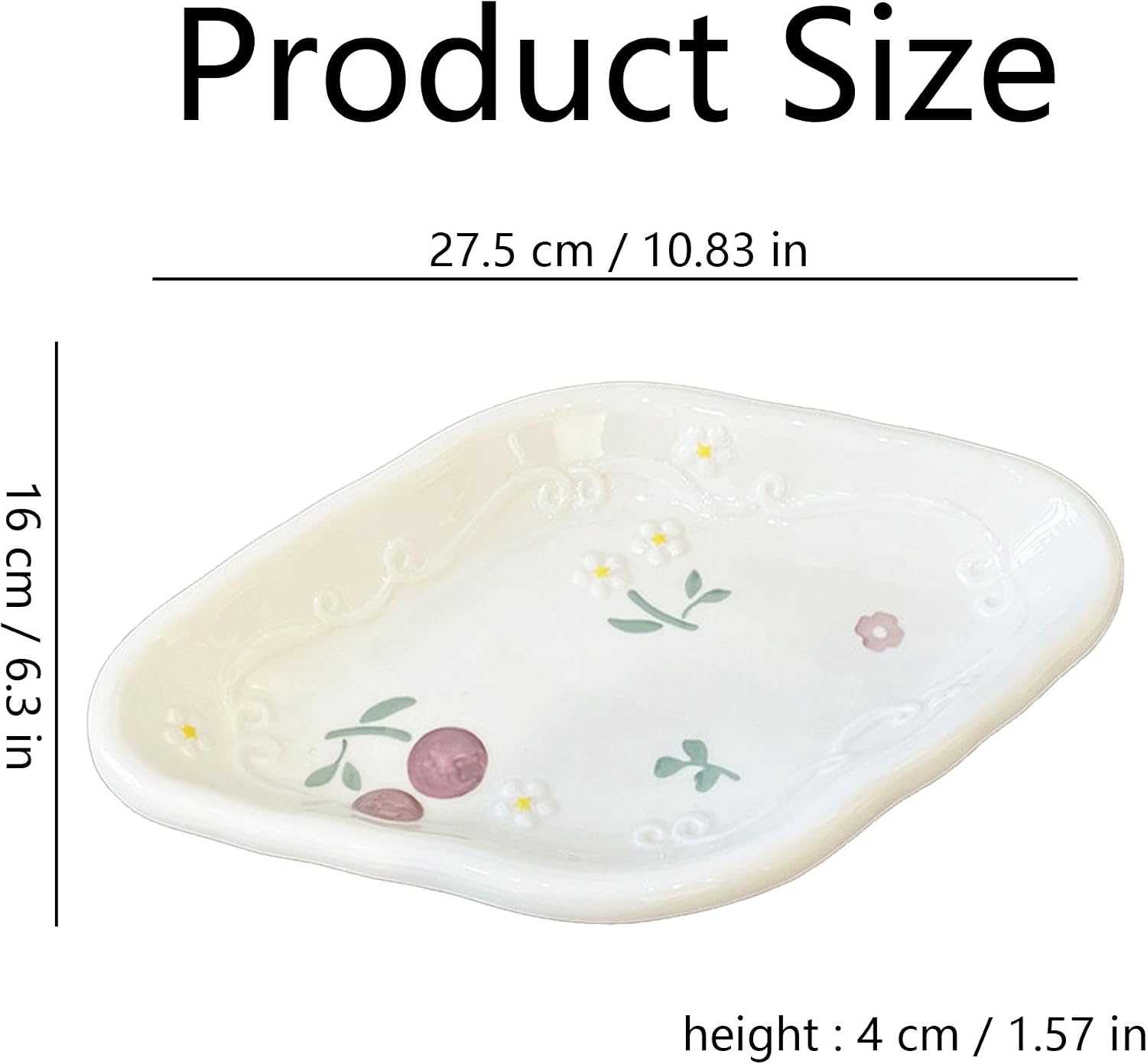 Quad Plate Jewelry Tray Ceramic Ring Holder / #c Cherries - Quad Plate Jewelry Tray / 10.8 x 6.3