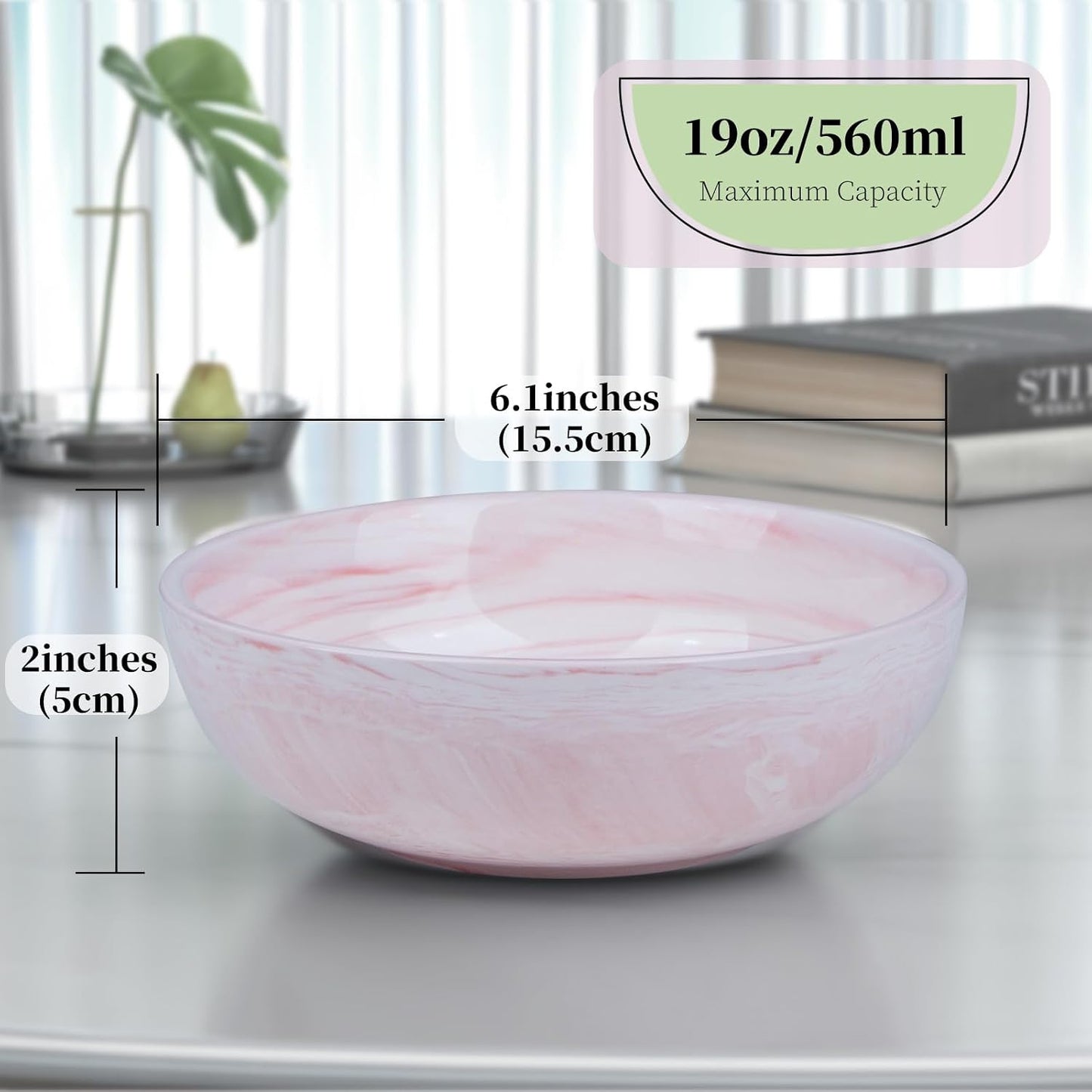 Modern Home Decor Centerpiece Key Bowl / 6.1 Inches / Pink