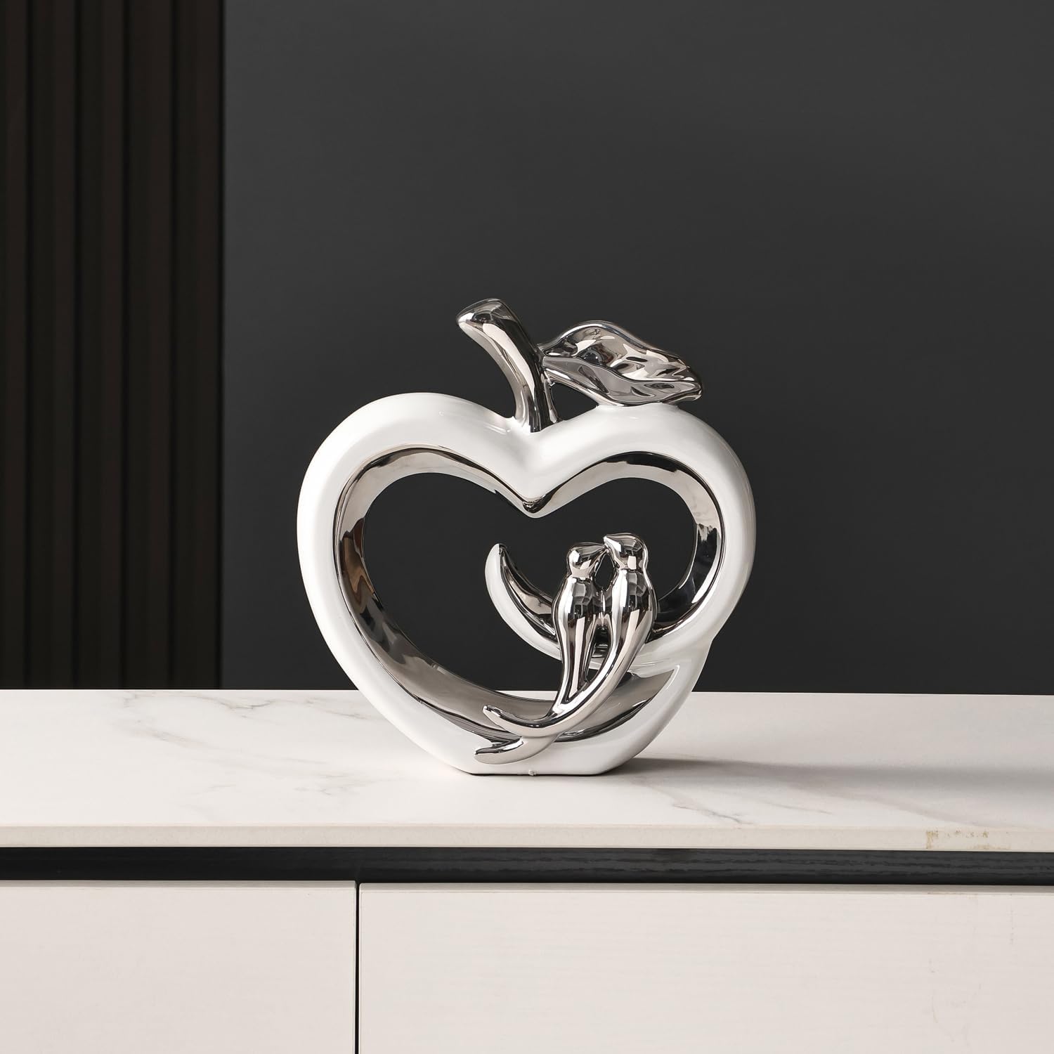 Ceramic Statue Home Decor / White Silver
