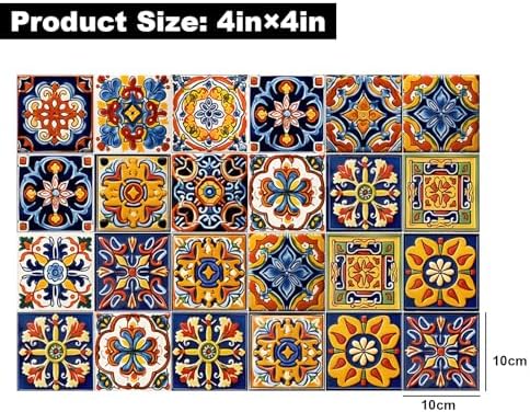 Kitchen Wall Decals Stick on Tile Adhesive Stickers / Style-c / Set of 48