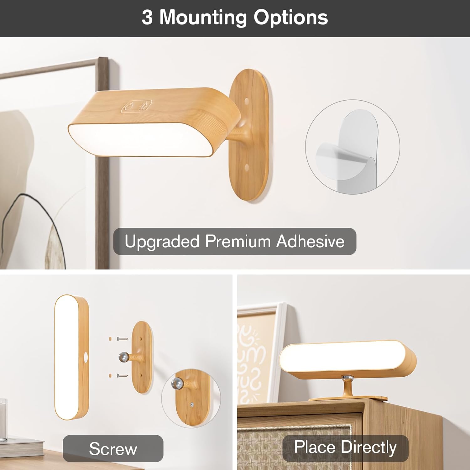 Battery Operated Wall Sconces Rechargeable & Cordless | 5 Color Temps & Dimmable Touch Control, 360°Rotating Magnetic