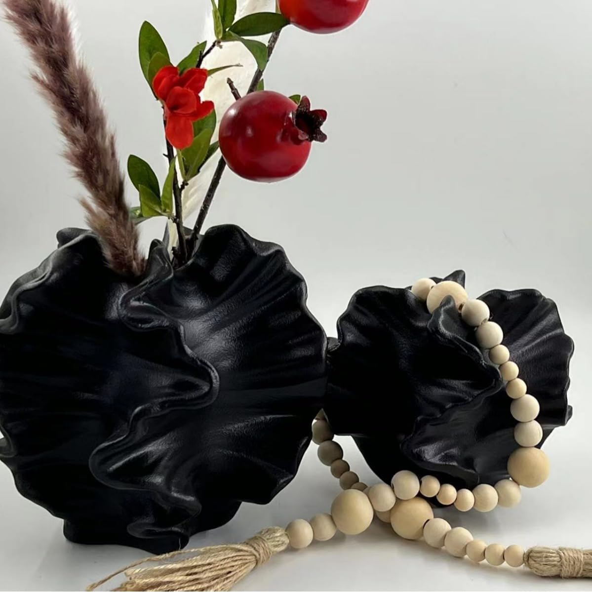 Modern Art Ceramic Coral Flower Vase Home and Office Decoration Sculpture Work Bohemian / Black