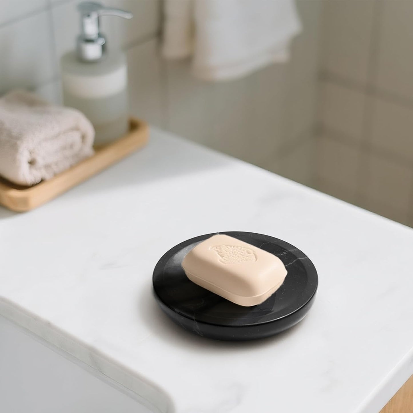 Marble Soap Dish Italy Natural Stone Sponge Holder / Black
