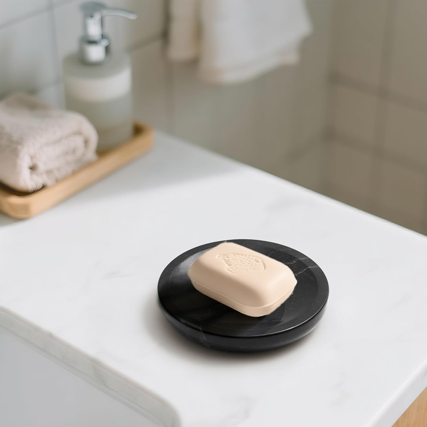 Marble Soap Dish Italy Natural Stone Sponge Holder / Black