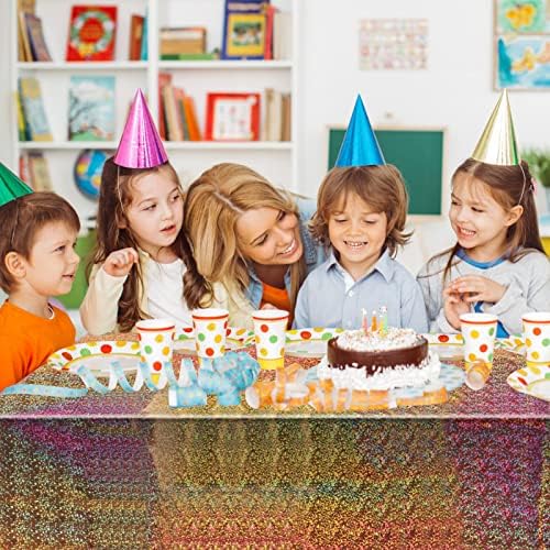 3 Pack Iridescent Tablecloth, 54" x 108" Birthday Party Table Cloths Iridescence Plastic Disposable Table Covers Iridescent Party Decorations, Birthday Decor Tablecloth for Buffet Table