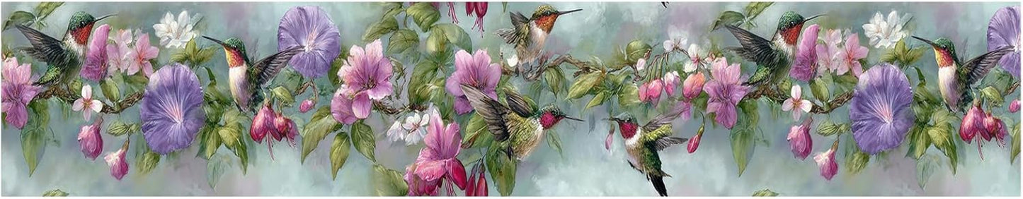 Morning Glory Wallpaper Border Removable Wall Border Peel and Stick / Pink Purple Flower / 196 x 4