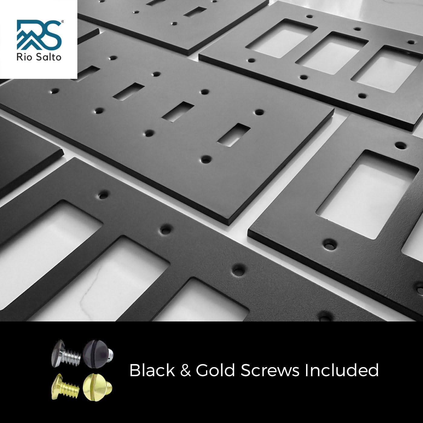 Rio Salto Matte Black Double Rocker Switch Plate Black Outlet Covers Decorator Paddle GFCI Light Switch Cover Plate —