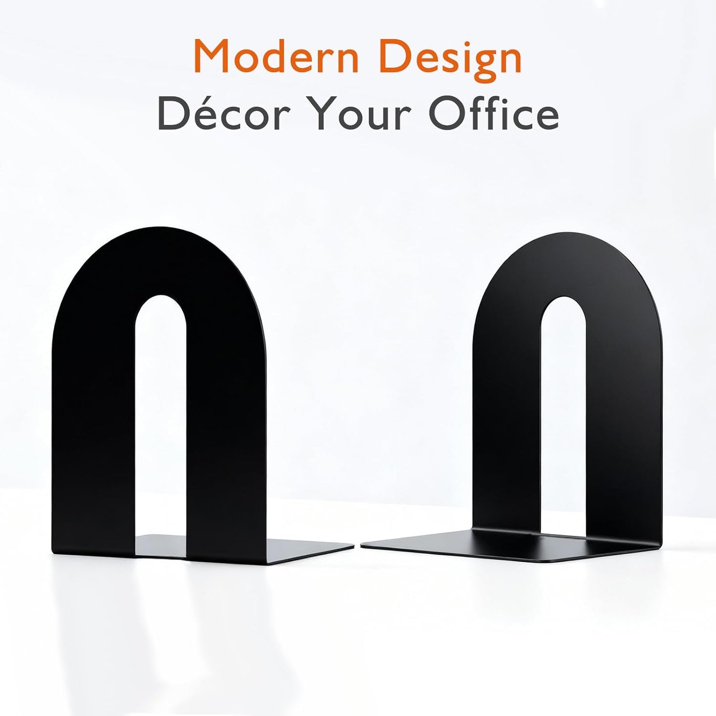 Metal Book Ends / Roubd / Black / Set of 6