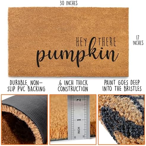 Hey There Pumpkin Door Mat 30x17 Inch, Hello Pumpkin Welcome Mat Coir Fall