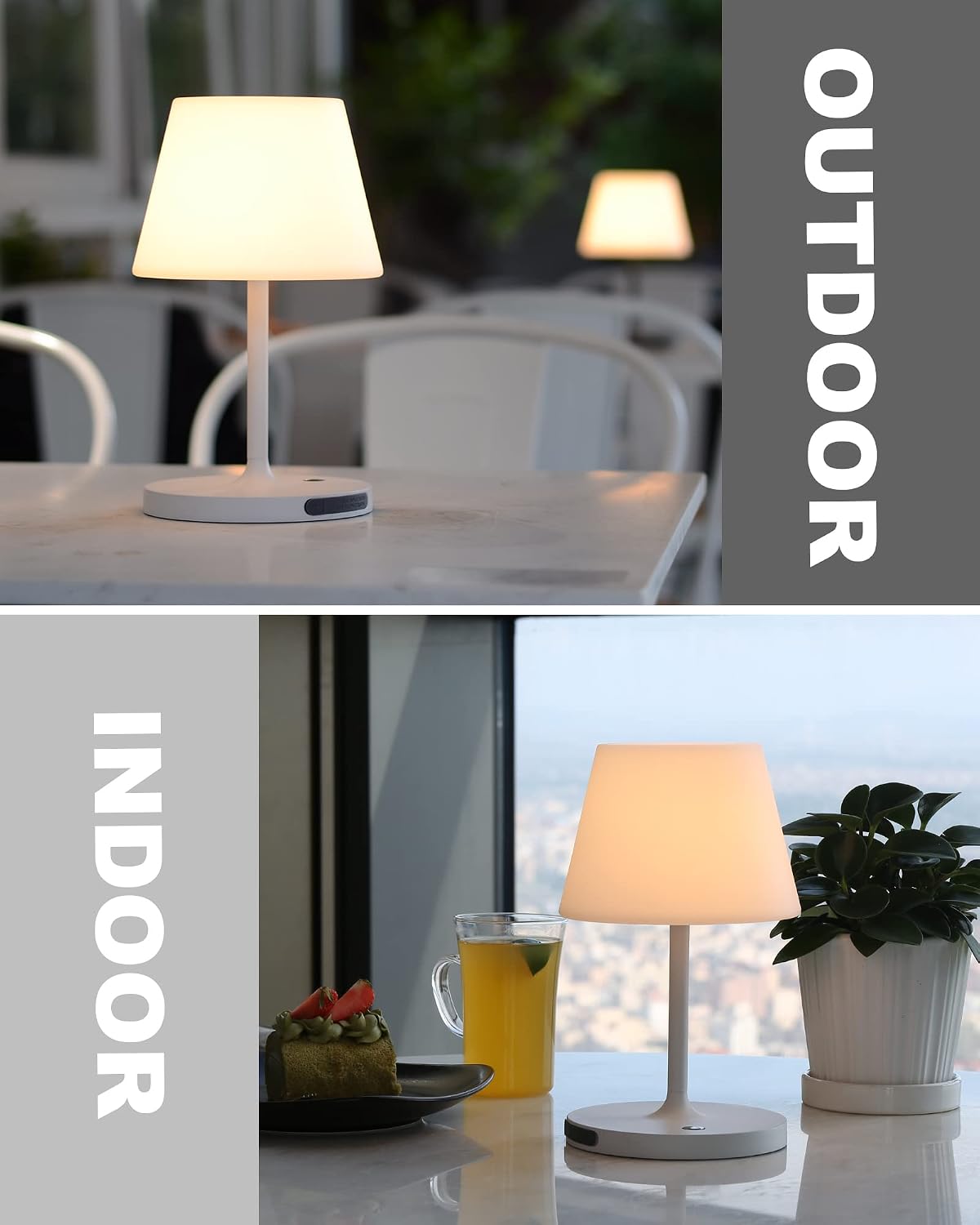WEILAILUX Outdoor Battery Operated Table Lamp Waterproof, 4000mAh Cordless Table Lamp Rechargeable, Touch Dimmable Desk