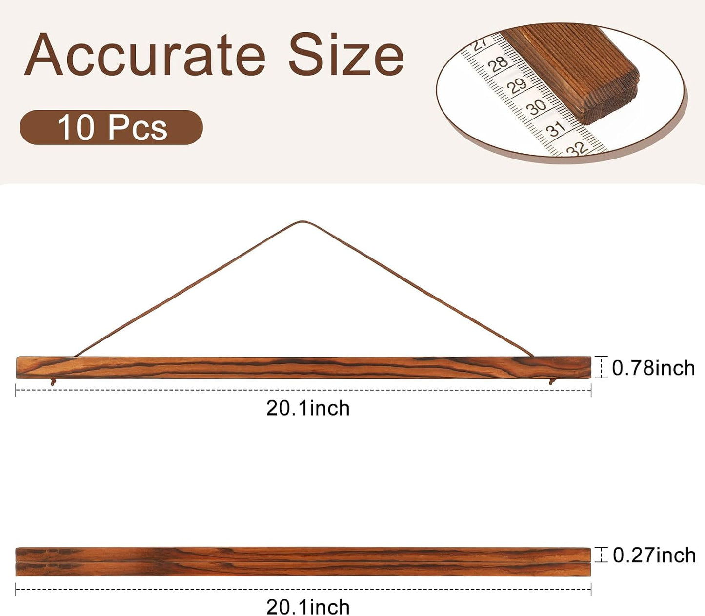 Thyle 10 Pack Magnet Poster Hanger Frame 20x28 20x30 20x24 Light Pine Wood Magnetic Rails Hanging Frame with Rope
