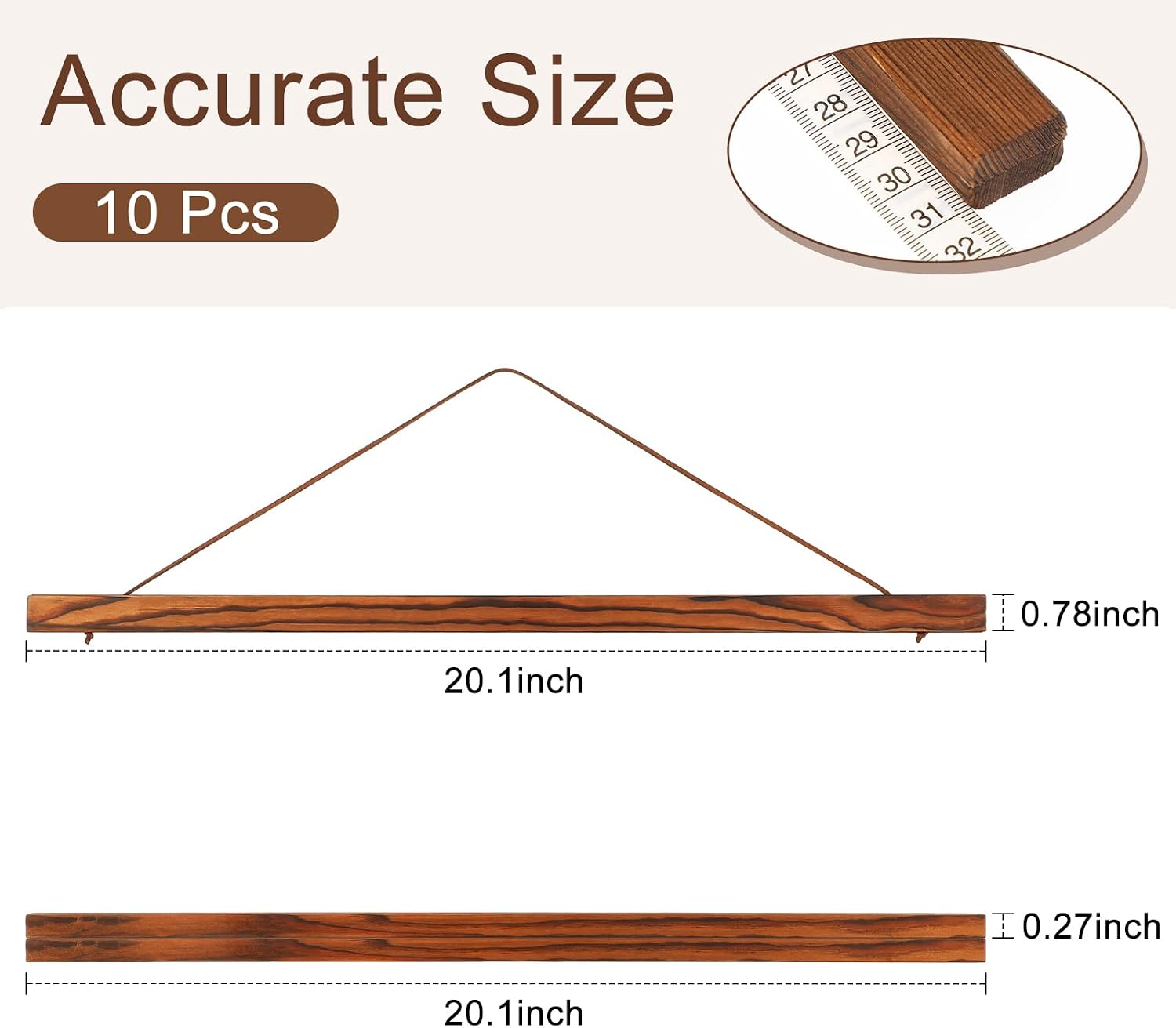 Thyle 10 Pack Magnet Poster Hanger Frame 20x28 20x30 20x24 Light Pine Wood Magnetic Rails Hanging Frame with Rope