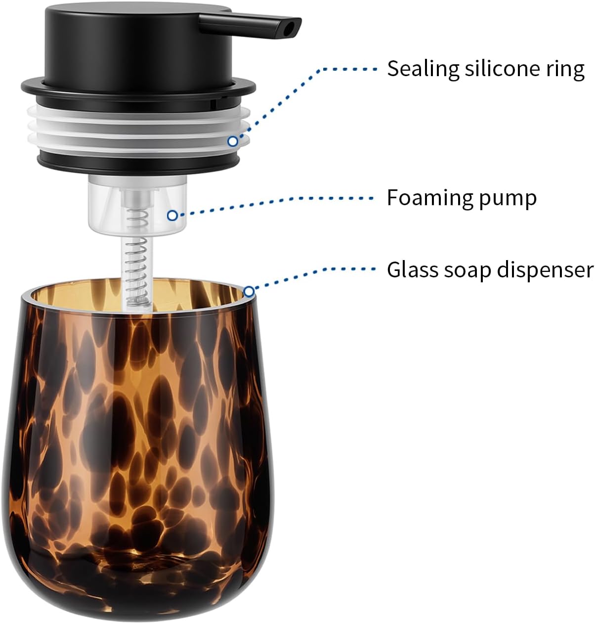 Marble Glass Foaming Hand Soap/Lotion Pump Dispenser / Amber Foaming