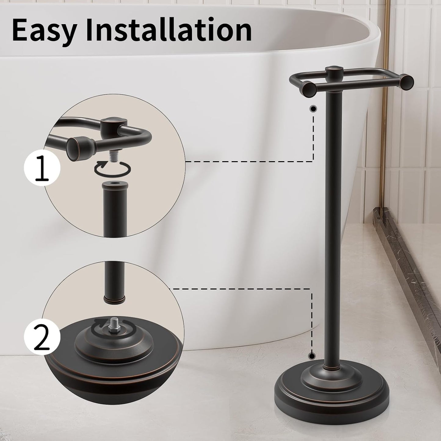 Toilet Paper Holder Stand, Freestanding Toilet Paper Holder,Farmhouse Post Pivoting Toilet Paper Stand with Stable