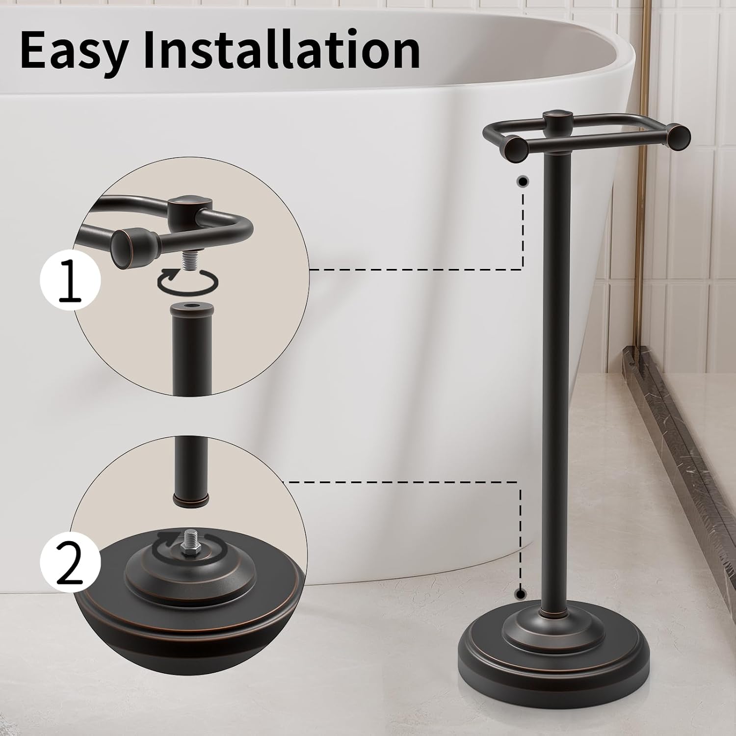 Toilet Paper Holder Stand, Freestanding Toilet Paper Holder,Farmhouse Post Pivoting Toilet Paper Stand with Stable