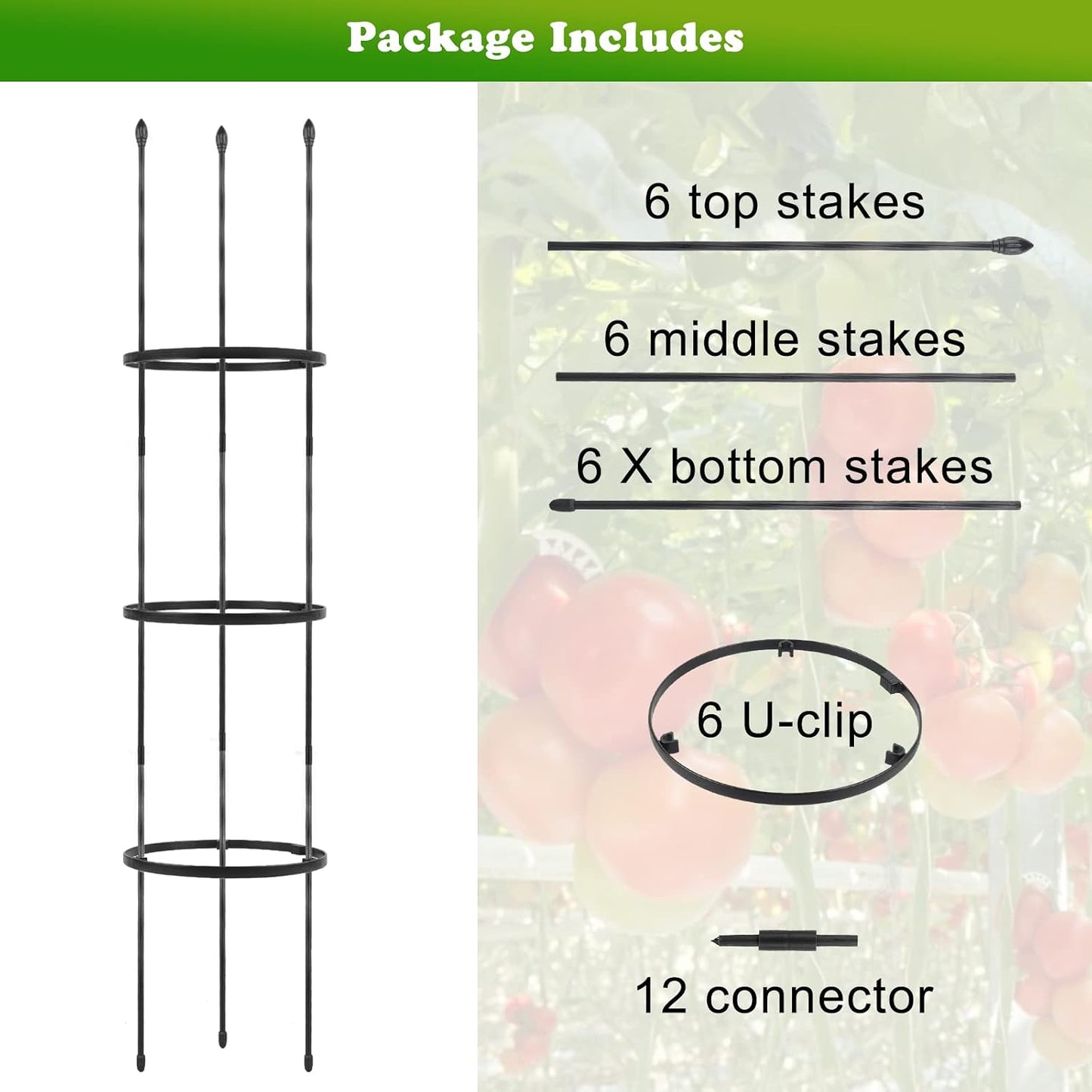 2 Pack Garden Trellis, 2 in 1 Plant Cages & Supports for Vines Crop, Potted/Climbing Plants Indoor Outdoor, Plant Stake