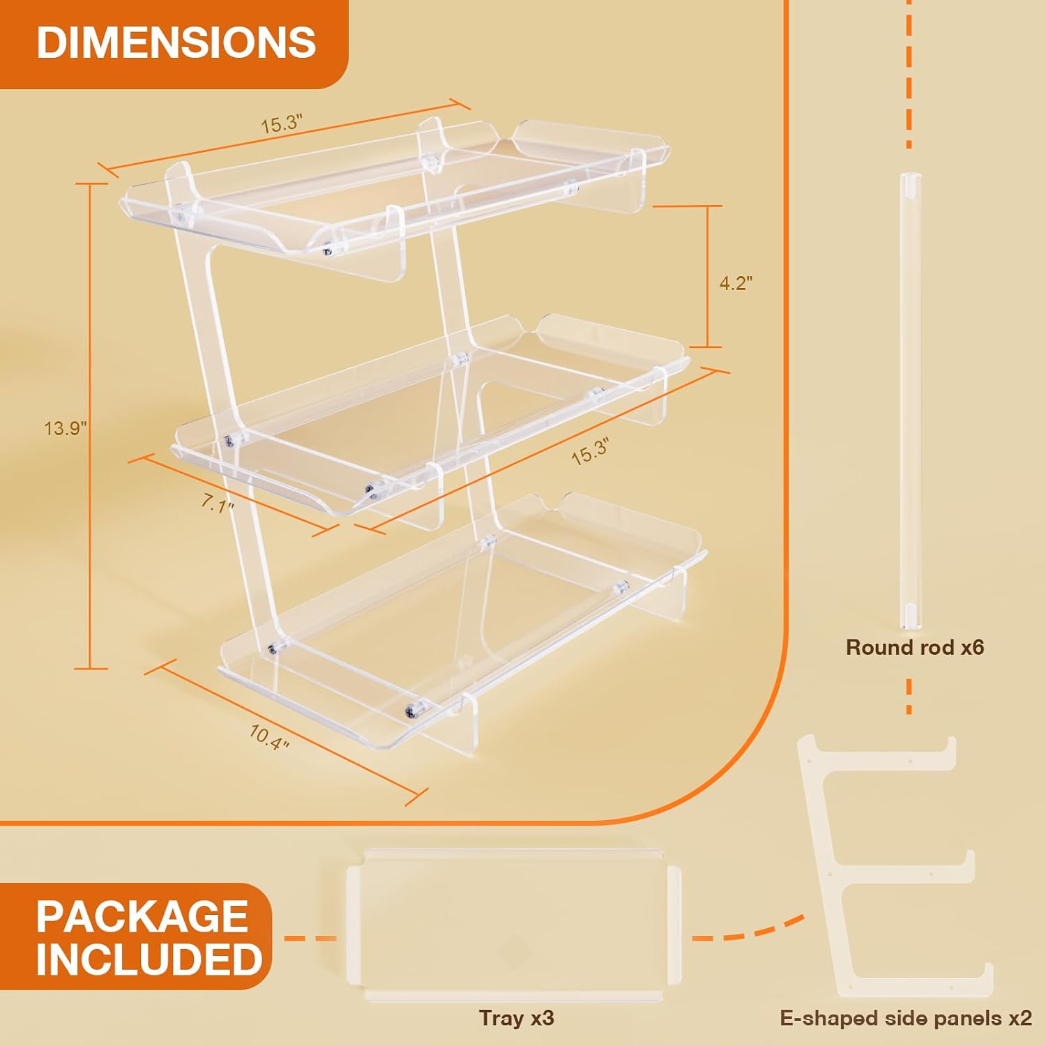 Bakzon 3 Tier Acrylic Serving Tray, 15.3" x 7.1" Dessert Table Display Set Stand for Party, Desserts, Fruits, Cookies –