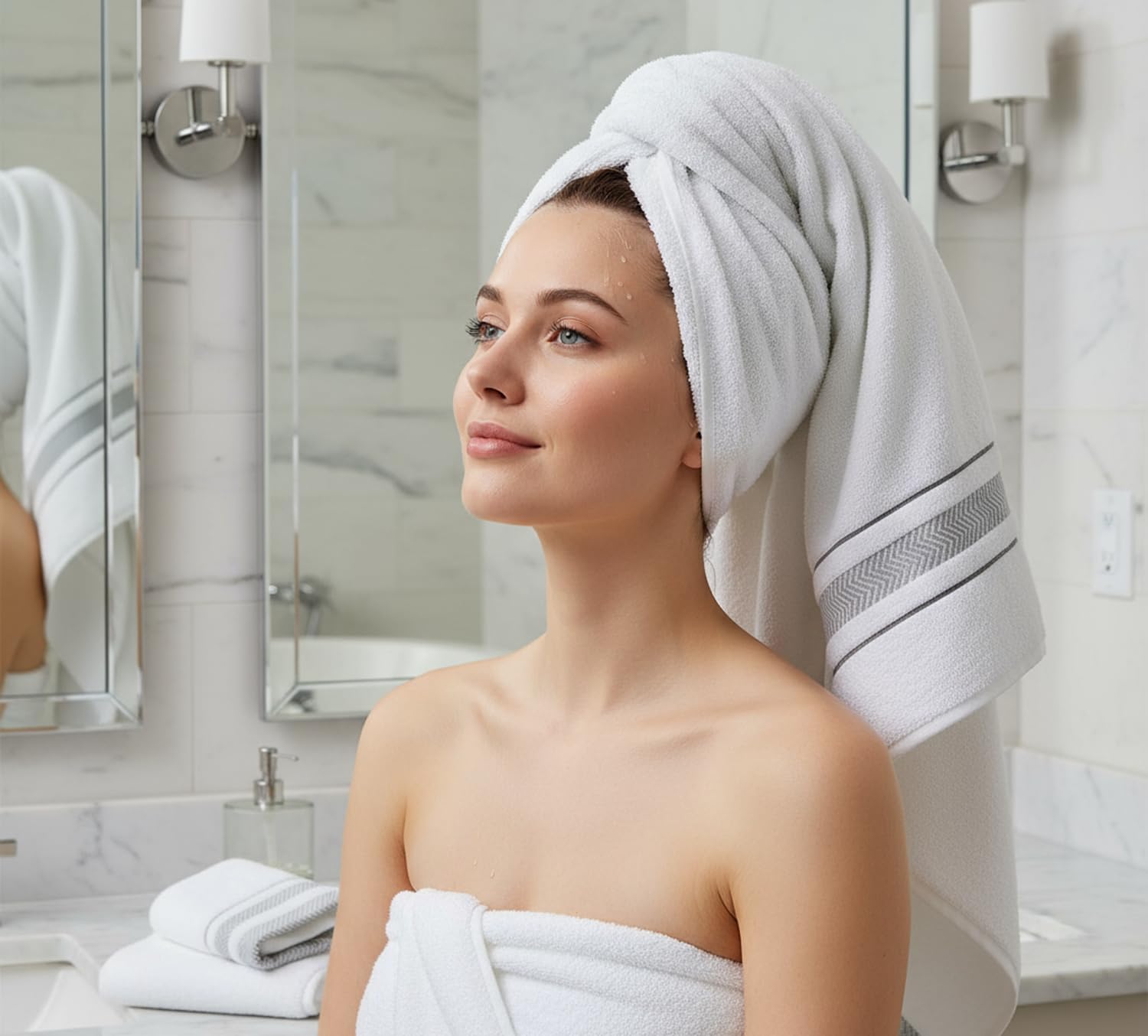 Bath Towels Set for Bathroom – Luxury 6-Piece Cotton Towels, Soft Absorbent & Quick Dry, 600 GSM Bath Towels for